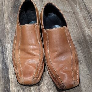 Elegant Brown Leather Men's Slip-On Loafers